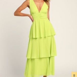 Lulus Celebration Time Lime Green Midi Dress - never worn and with tags